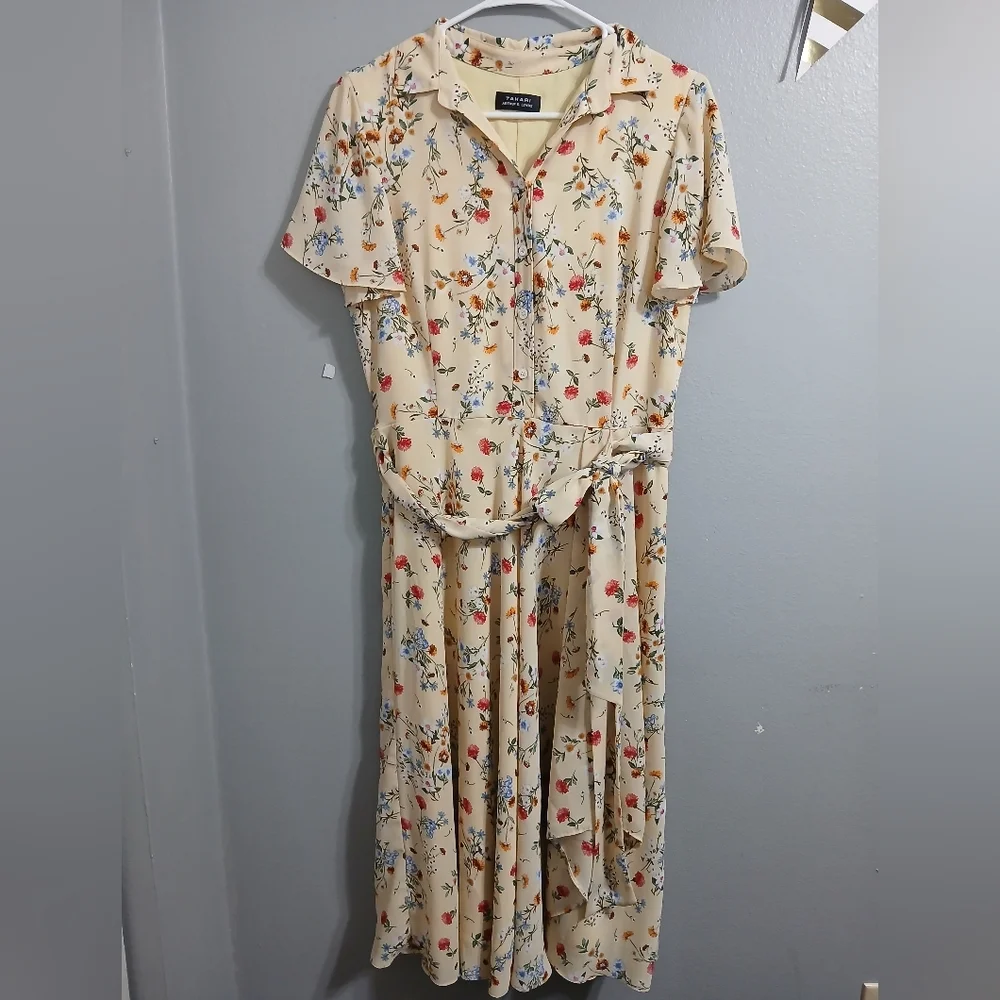 Tahari ASL Cream Midi Dress‎ Sophisticated and Versatile - Picture 2 of 13